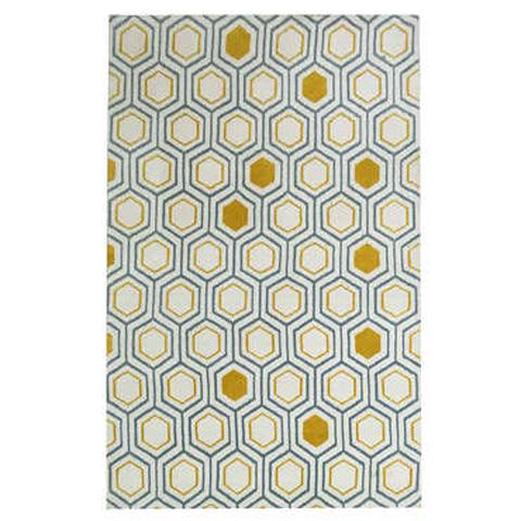 Carpette 60x115 cm izia coloris jaune et bleu pas cher